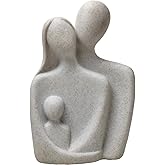 Yahu Lando Family of 3 Figurines,Hand-Painted Parents and Kids Statues,Gifts for Family Sculpture,Home Decorations for Living Room Bedroom Shelf Decor（9.4"/Sandstone）