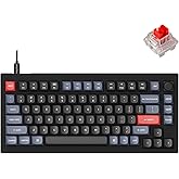 Keychron V1 75% Wired Mechanical Keyboard, QMK/VIA Programmable, Hot-swappable Red Switches, Compatible with Mac Windows Linux - Carbon Black