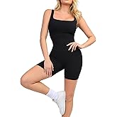 Popilush Shapewear Jumpsuits for Women Built-in Bra Square Neck Rompers Shorts Bodycon Bodysuits Summer Outfits