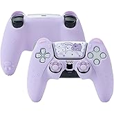 GeekShare Cute Bear PS5 Controller Skin Set,Soft Anti-Slip Silicone Protective Cover Skin Case for PS5 Wireless Controller with 2 Thumb Grip Caps and 1 Sticker - Purple