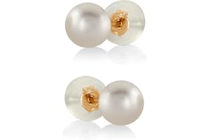 THE PEARL SOURCE White Japanese Akoya Pearl Stud Earrings for Women – Genuine Cultured Pearls, Hypoallergenic Jewelry with Secure 14k Gold Backing, Elegant Gift Box Included