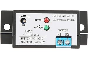 Heayzoki Normally Open Current Sensing Switch Adjustable AC 0.2-30A SZC23-NO-AL-CH,Current Sensing Relay Switch,Self-Powered, No External Power Supply Required.