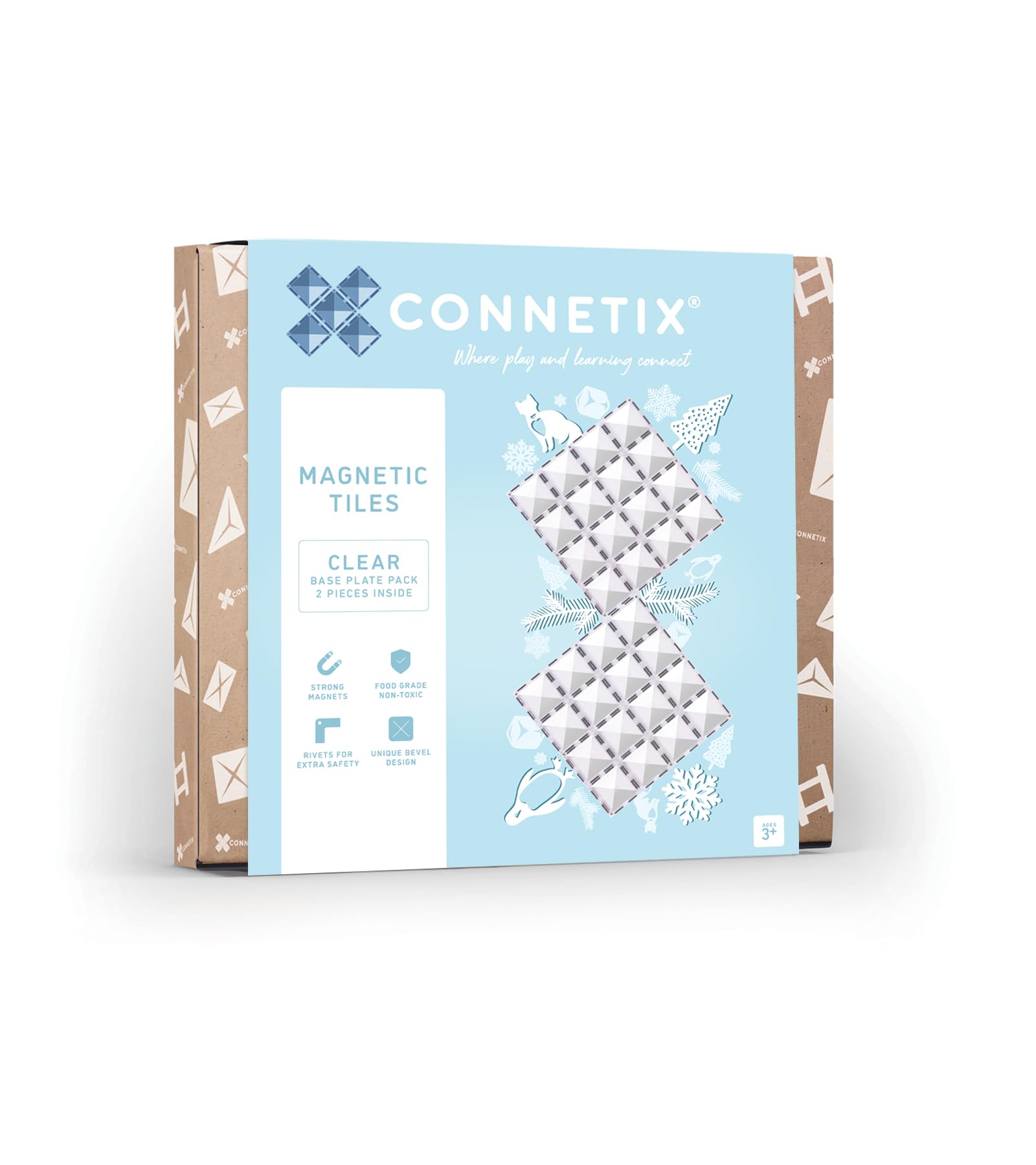 CONNETIX Magnetic Tiles Clear Base Plate Pack, 2 Pieces
