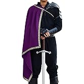Runcati Mens Renaissance Shawl Half Shoulder Cape Medieval Samurai Cloak LARP Warrior Ren Faire Halloween Costume