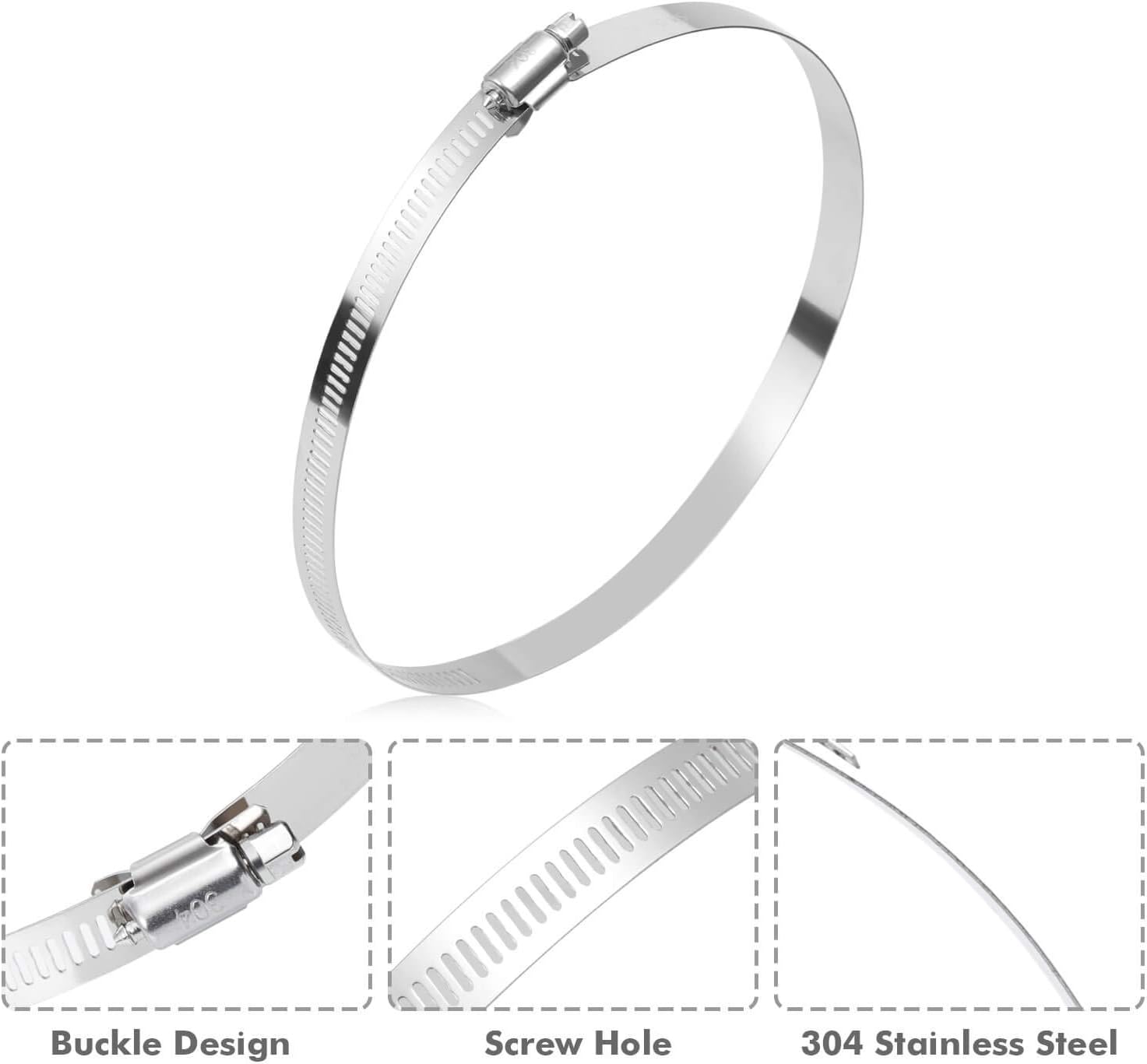 Selizo 304 Stainless Hose Clamp Kit, 6 Pack Clamp Hose Duct Clamp Worm Gear Adjustable 141-165mm (6 Inches) … - Image 4
