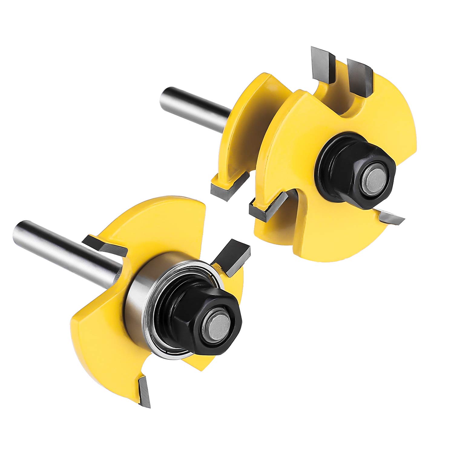 KOWOOD Tongue and Groove Set of 2 Pieces 1/4 Inch Shank Router Bit Set 3 Teeth Adjustable T Shape Wood Milling Cutter: Industrial & Scientific