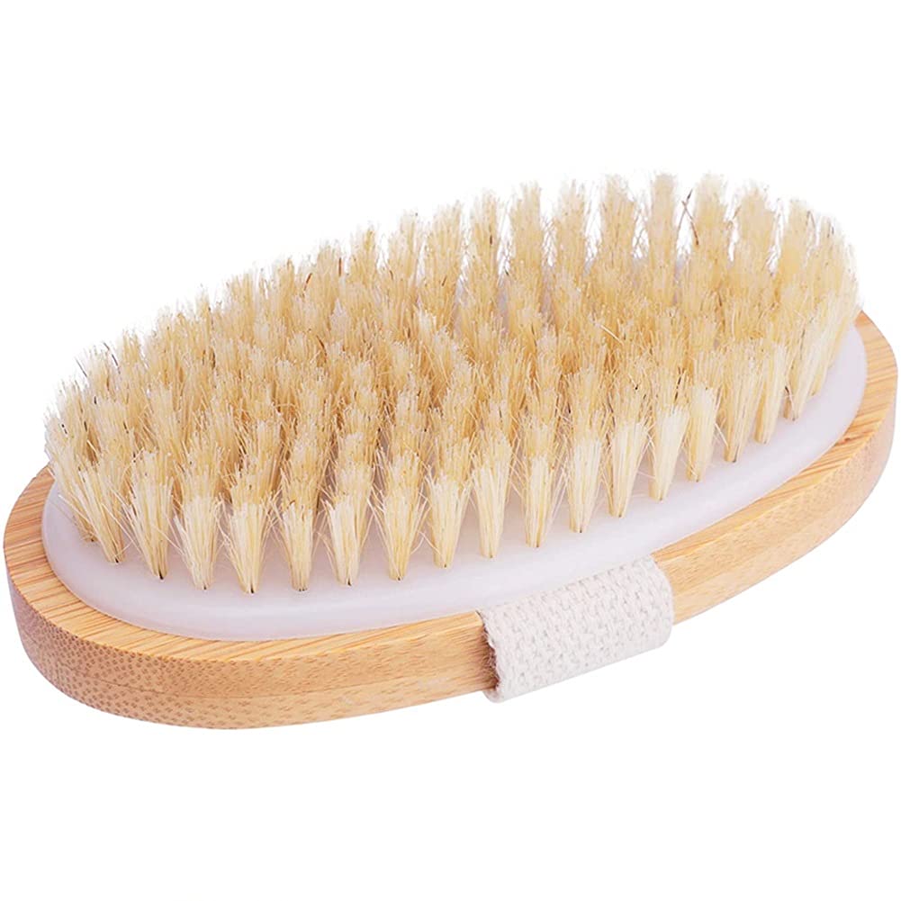 Voarge Body Brush, Natural Bristle Shower Brush, Exfoliates, Stimulates Blood Circulation, Removes Dead Skin, Dirt Removal, Smooth Skin