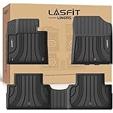 LASFIT Floor Mats for Hyundai Santa Fe 2021 2022 2023 (Only Fit Gas, Not Fit Hybrid or PHEV), All Weather TPE Custom Fit Car Floor Liners 1st & 2nd Row Mats Accessoires, Black