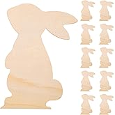 10Pcs Large Easter Cutouts Unfinished Wooden Bunny Slices Blank Wood Rabbit Ornament for Painting Spring Decor Easter Party DIY Crafts