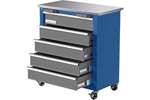 LARBANKE 5-Drawer Rolling Tool Chest,Tool Cabinet on Wheels with Keyed Locking System and Drawer Liners,Tool Chest with Link Buckle and can be Combined to Large Cabinet Set,for Warehouse,Garage