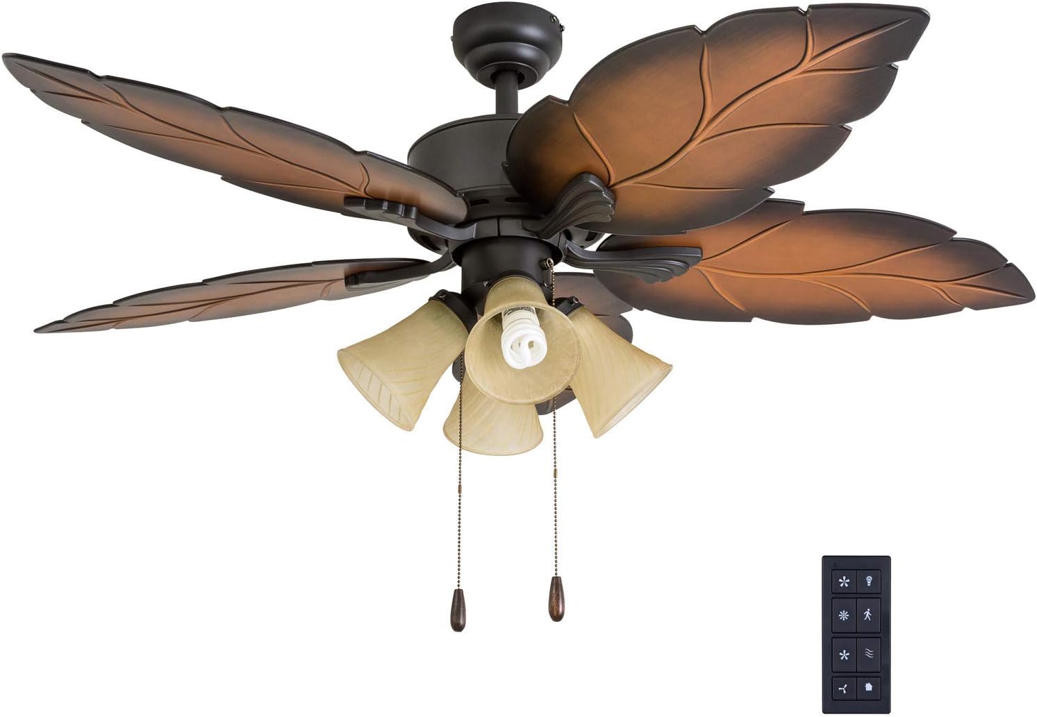 Prominence Home 50740-01 Atlantic Winds Ceiling Fan (3 Speed Remote), 52", Mocha, Tropical Bronze