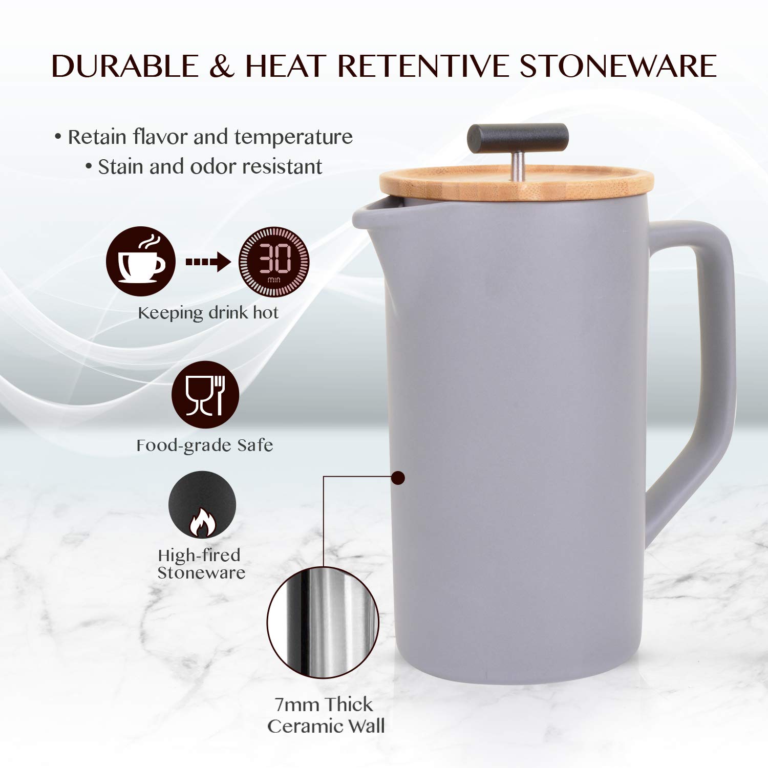 Ceramic French Press Coffee Maker/Coffee Plunger/Coffee Press with