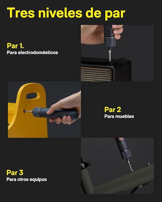 Juego de Destornillador Eléctrico 3.6V Inalámbrico, 4 N.m de Par