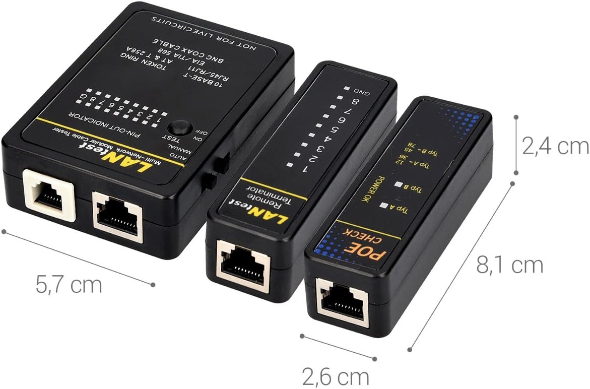 kwmobile Network Cable Tester w/PoE – LAN, Ethernet Network RJ45, RJ11 ...