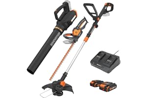 Worx 20V String Trimmer + Turbine Blower + Hedge Trimmer (Batteries & Charger Included)