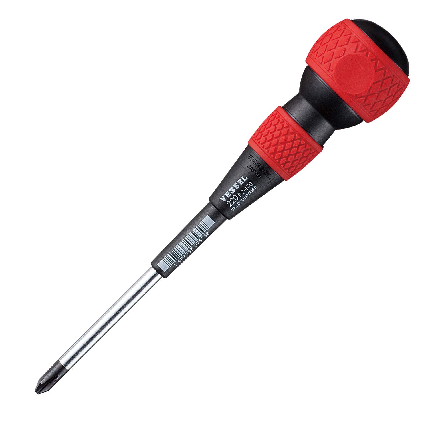 Vessel 220 Ball Grip +2x100 (JIS) 200mm Long +2 Screwdriver by Trusco
