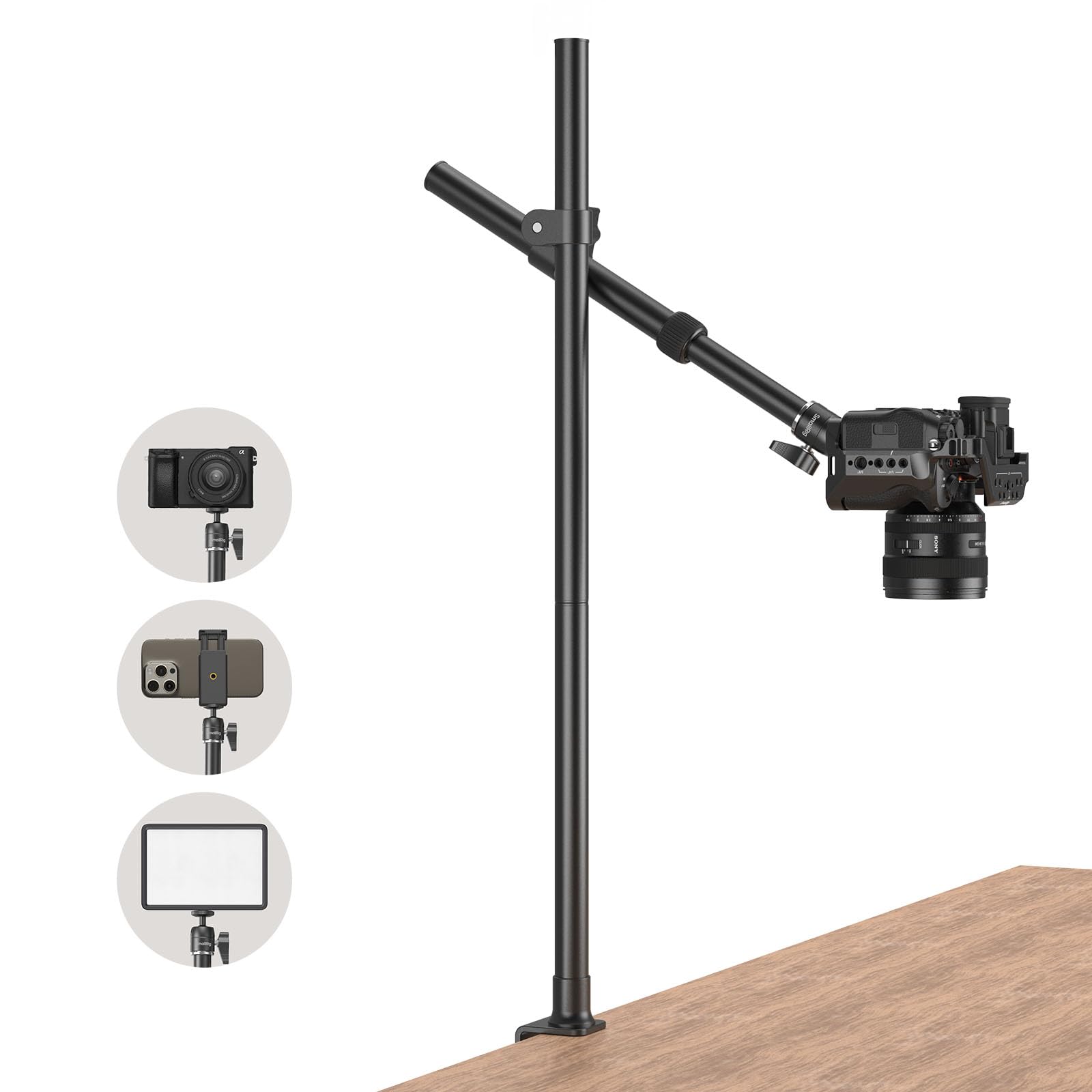 Photo 1 of SMALLRIG Camera Desk Mount, Overhead Camera Arm Stand for Desk with 360° Ball Head,for DSLR Cameras, Cell Phones, Lights, Microphones