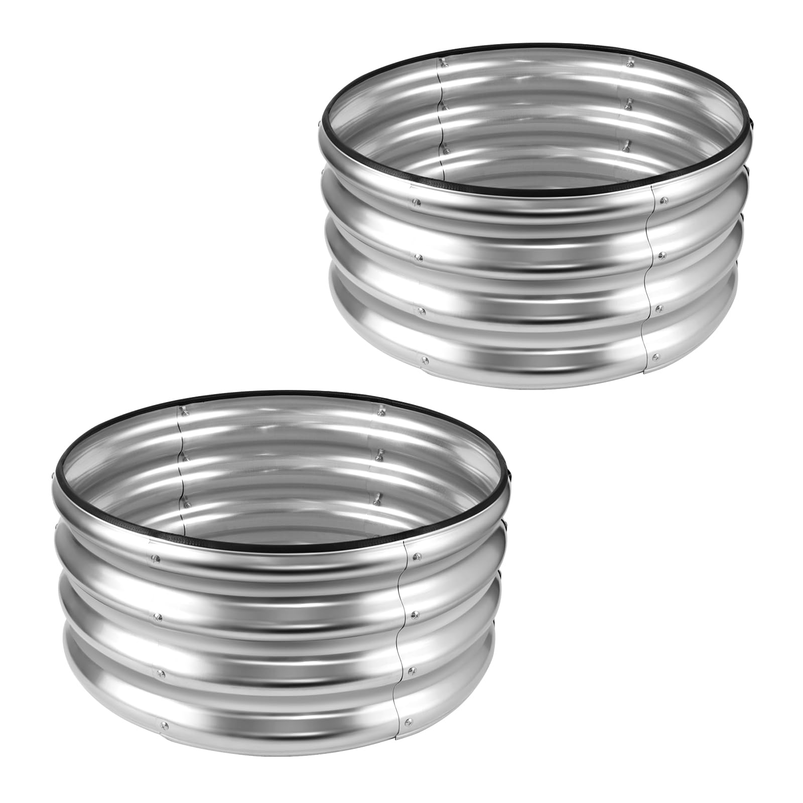 JERIA Raised Garden Bed,Galvanized Raised 2 PCS 2×2×1ft Planter Boxes Outdoor with Easy Assembly, Round Garden Bed for Vegetables, Fruits, Flowers Image