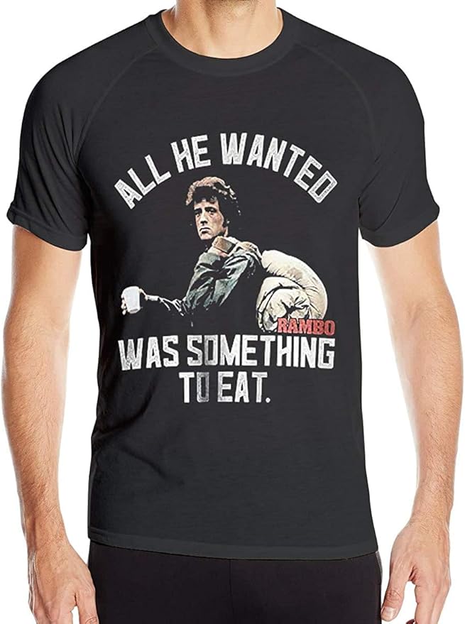 John J. Rambo Men's Quick Dry TShirt Running Workout Tee Shirt Black