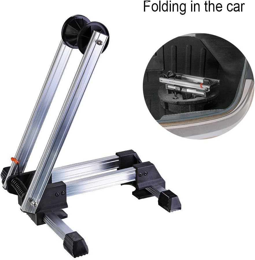 Jolitac Foldable Bicycle Storage Stand Sports Bike Floor Parking Rack Alloy Wheel Holder Fit 20-29 inch Bikes Indoor Home Garage Using (Silver) - Image 3