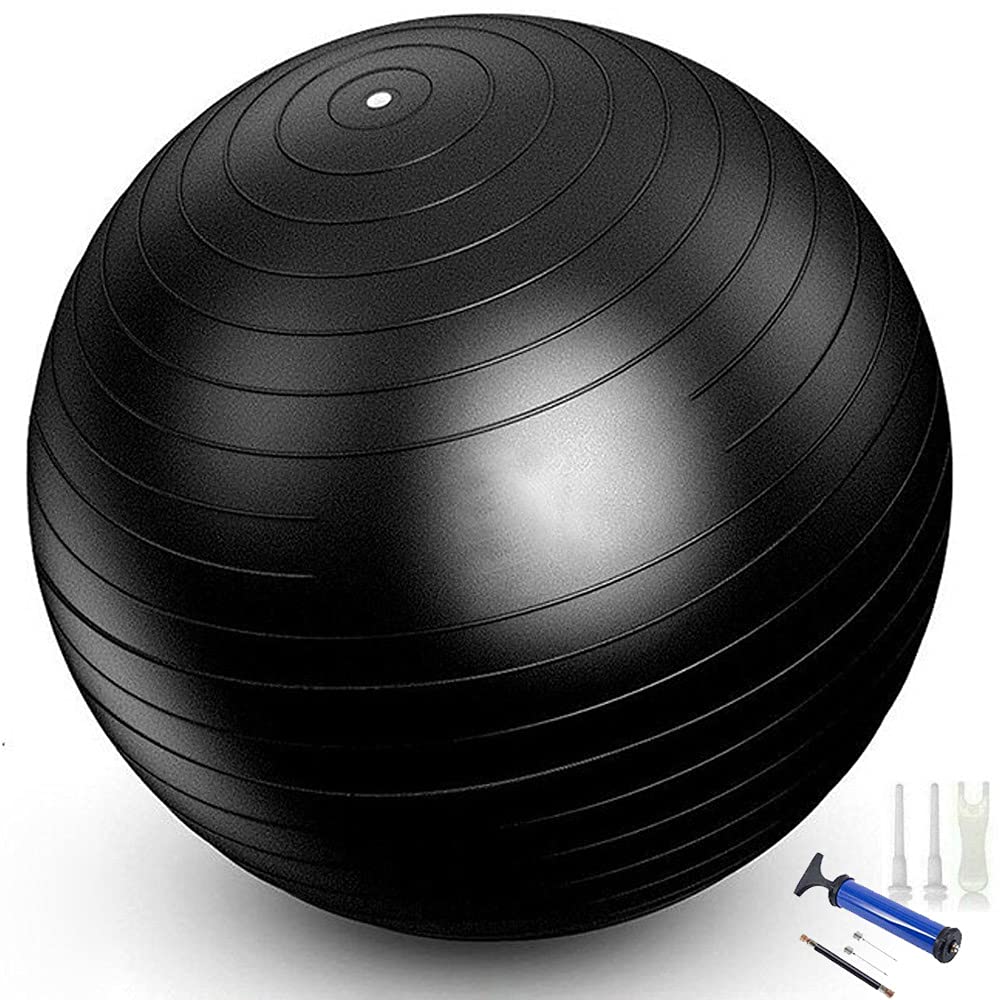 65cm Anti Burst Exercise Yoga Fitness Heavy Duty Ball Chair, for Balance, Stability, Pilates, Pregnancy and Labor Swiss Gym Ball Chair Exercise Stability (Black)