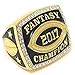 Decade Awards 2017 Fantasy Football Champion Ring with Rhinestone Border - Heavy Gold FFL League Champ Ring with Stand - Size 9 (Gold 9)