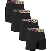 CHUAKIN Men's Underwear Boxer Briefs Bamboo Viscose Trunks Breathable and Cool with Fly Underwear for Men (4 or 7 Pack)