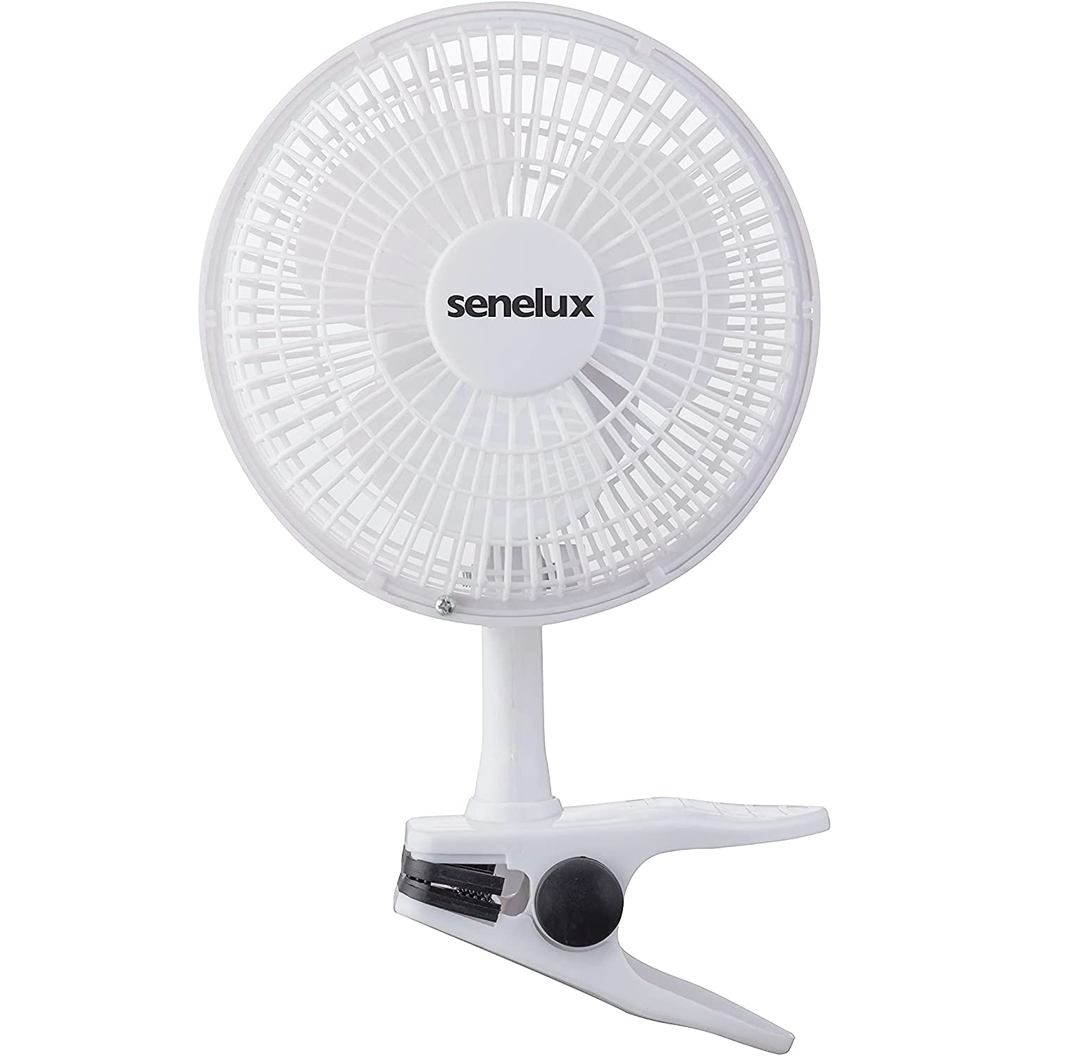 Senelux 6 inch Clip on Fan with 2 Speeds, Quiet Operation, Portable Air Cooling Fan, Ideal for Home and Office, White