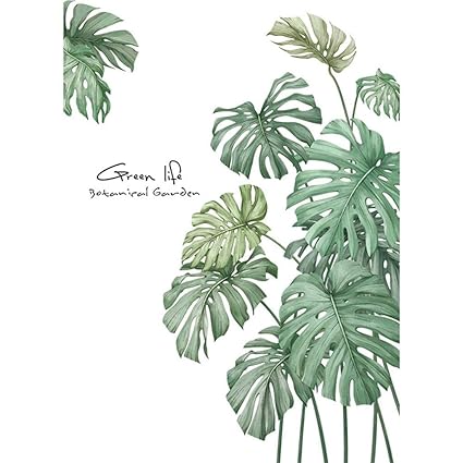 2pcs Diy Beach Tropical Palm Leaves Waterproof Wall Stickers
