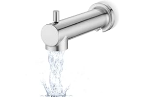 YASINU Slip on Extra Long Tub Spout with Diverter Universal Tub Diverter Spout for 1/2" Copper Water Pipe, Brushed Nickel