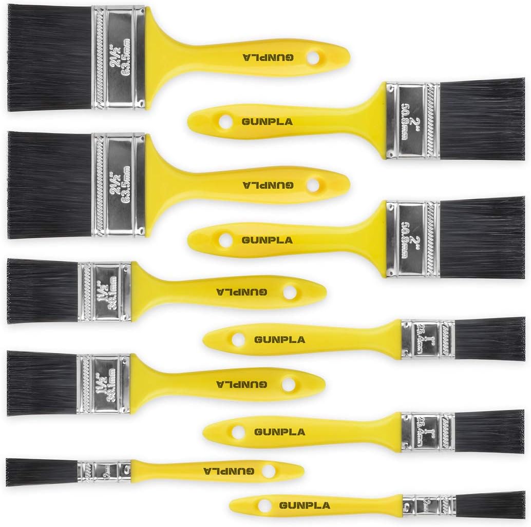 Gunpla 10 Piece Paint Brush Set, Professional Polyester Bristle Brushes with Comfortable Plastic Handle