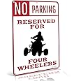 METAL SIGNS Four Wheeler Parking Sign Four Wheeler Sign ATV Sign Metal Poster Wall Art Decor Tin Sign 8 x12 Inches Metal Signs decor Rust Free Aluminum Weather Resistant Waterproof Durable Ink