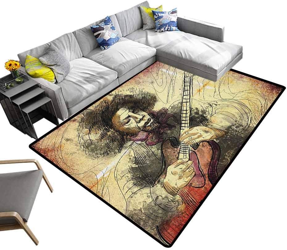 Indoor/Outdoor Rug Jazz Music, Custom TradeShow Area Rug Carpets Guitar Virtuoso