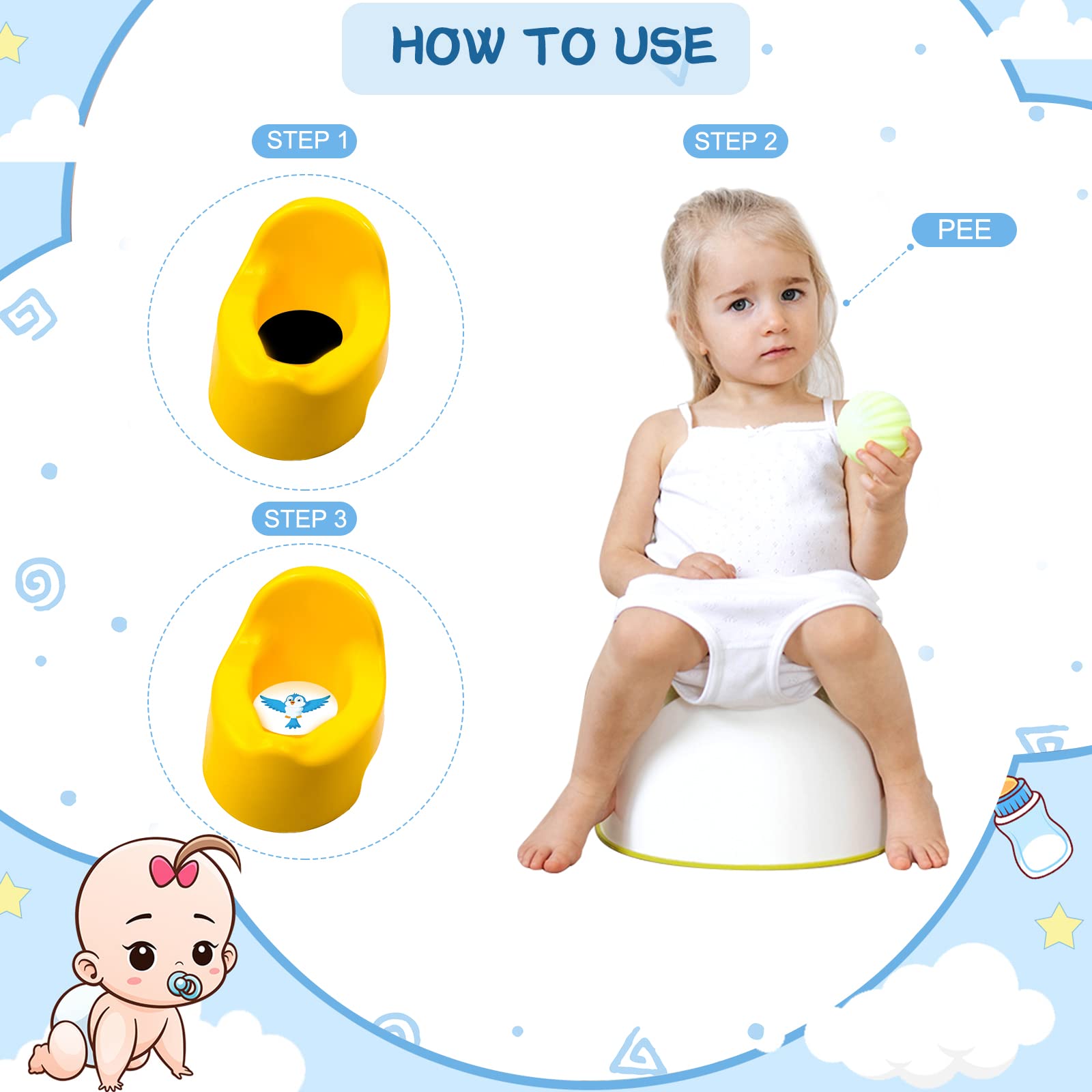 Geyee 24 Pcs Potty Training Stickers Potty You Pee on Toilet Reveal Stickers Chart Reusable Pee Decals Color Changing Seat Toilet Targets for Boys Girls Kids Training Use(Animal)