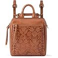 The Sak Loyola Mini Backpack in Leather, Convertible Design with Adjustable Strap, Tobacco Floral Embosseed