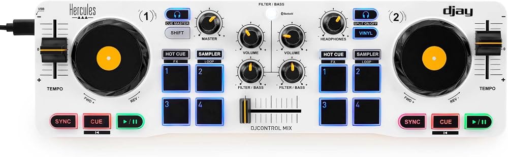Hercules DJControl Mix Compact DJ Controller Built-In Soundcard DJUCED Software