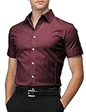 H2H Mens Slim Fit Casual Short Sleeve Dress Shirt