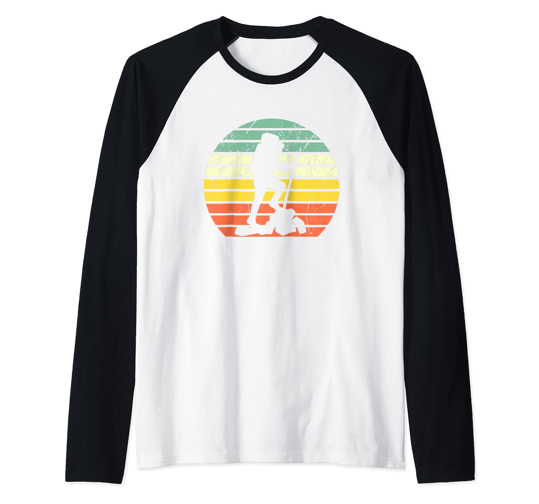 Hiker Explorer Hiking Vintage Retro Sunset Raglan Baseball Tee