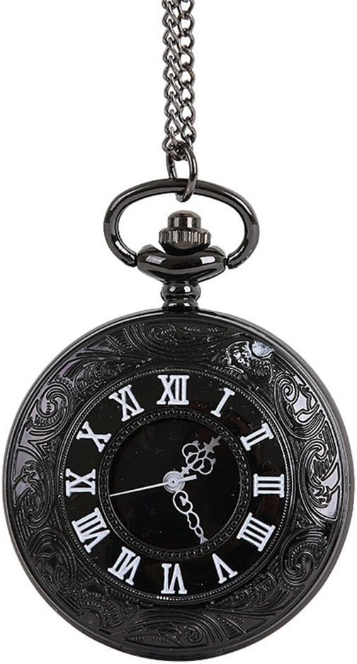 Yvelands Pocket Watches and Chain for Men Personalised Vintage Dark Black Men Watch Fob Watch Quartz Pendan Antique Pocket Necklace Quartz Pocket Classic Woman Watch Pocket Watch Pocket