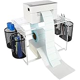 (Acrylic Label Machine Stand) Label Roll Holder for Rolls and Fanfold Labels,Acrylic Label Holder for Thermal Printer,Desktop Label Printer Holder for Home,Office,Study,Small Business