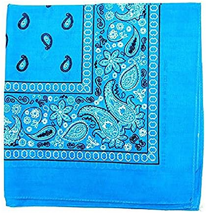 250 Pack Qraftsy Paisley 100% Polyester Bandanas - Bulk Lot (Turquoise)