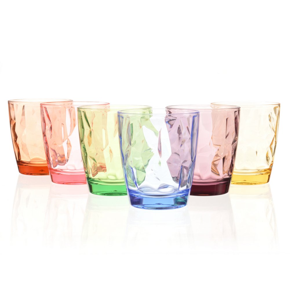 YINJOYI 390ml Colored Plastic Cups Tumblers Drinking Glasses 6 Sets Reusable