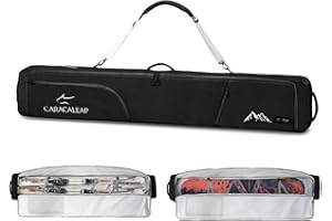 CARACALEAP Ski Snowboard Bag Fully Padded for Air Travel 2 pair, Double Snowboard Bag Water-Resistant Padded with 10mm Foam, Snow Ski Travel Bag Large Capacity for Ski Gear,Pole Fit 2 Set Skis Up to 195cm