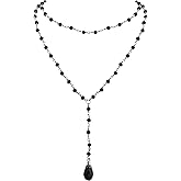 Sacina Gothic Layered Black Red Choker, Dainty Y Necklace, Bead teardrop Choker, Gothic Goth Necklace, Christmas Jewelry Gift for Women