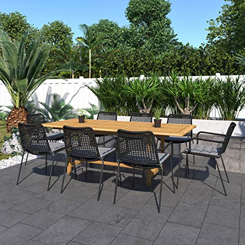 Amazonia Gorham 9Piece Outdoor Rectangular Extendable Dining Table Set