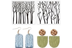 CRASPIRE Lot de 2 feuilles de texture en argile polymère en silicone pour poterie, boucles d'oreilles, fabrication de bijoux,