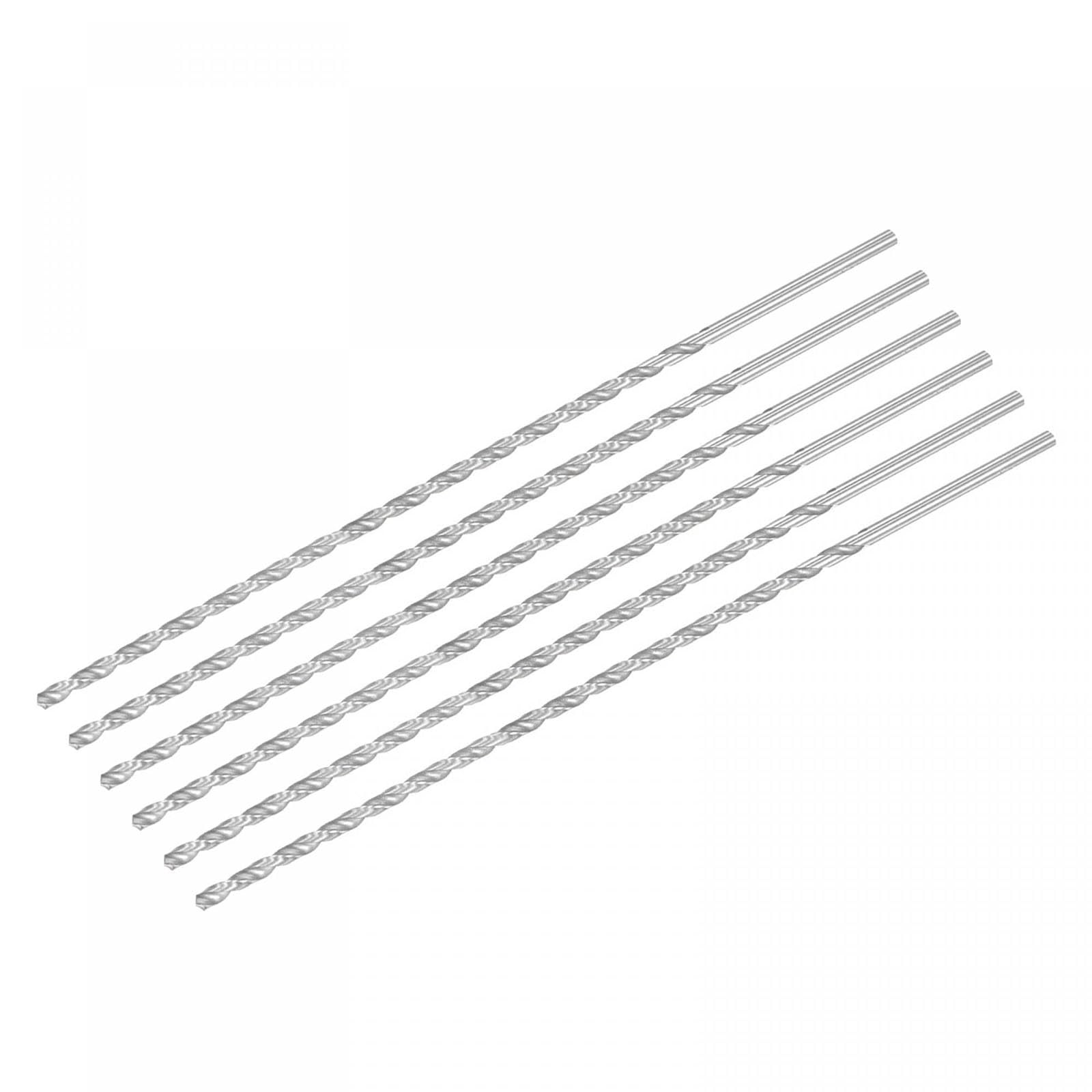 TA-VIGOR 6Pcs 3.5mm Extra Long Twist Drill Bits, 200mm Length High-Speed Steel HSS Straight Shank Spiral Drill Bits for Wood Metal Aluminum Plastic