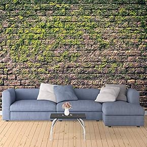 Wall Mural The Lush Plants on Antique Brick Wall Removable Self-Adhesive Large Wallpaper - 66x96 inches