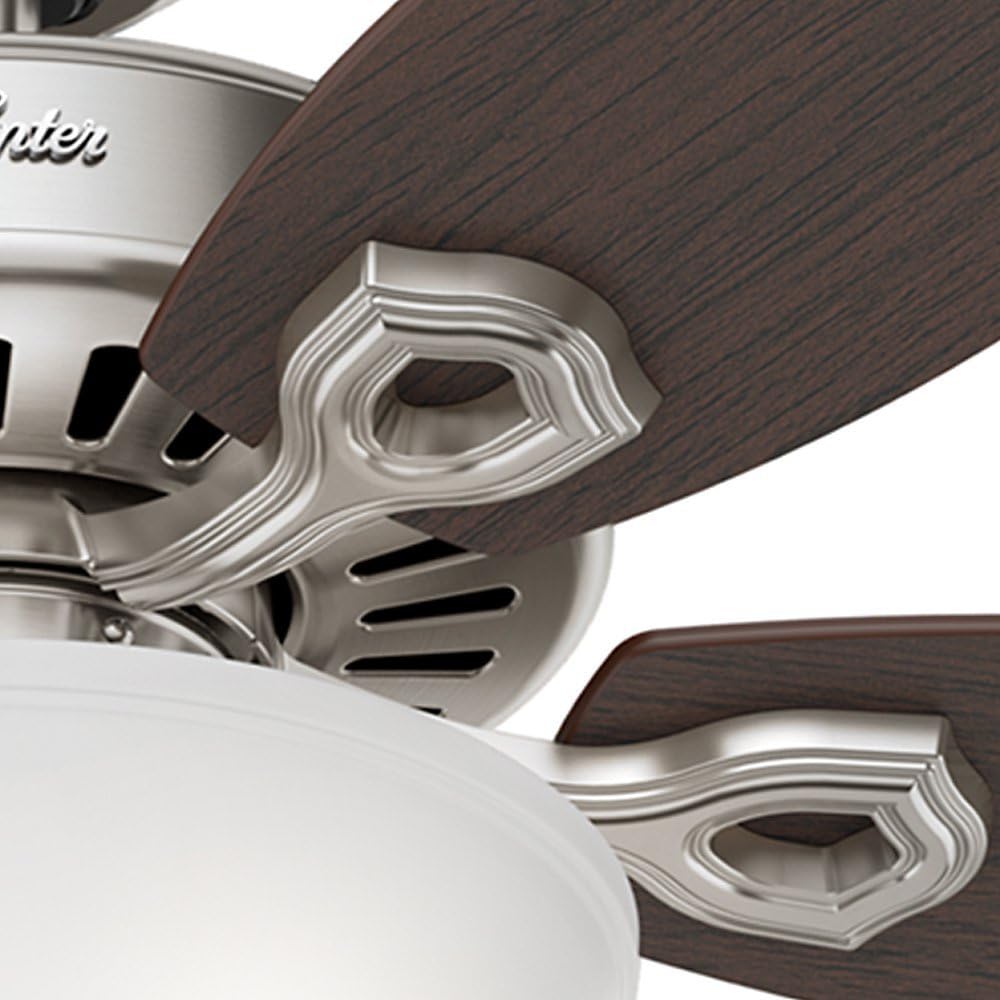 HUNTER 53090 Builder Deluxe Indoor Ceiling Fan with LED Light and Pull Chain Control, 52", Brushed Nickel: Home Improvement