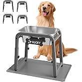 TIDANT 1.2 Gallon Elevated Large Dog Water Bowl with Mat, 4 Height Adjustable 12-17", Raised Dog Water Bowl Stand for Large Breed